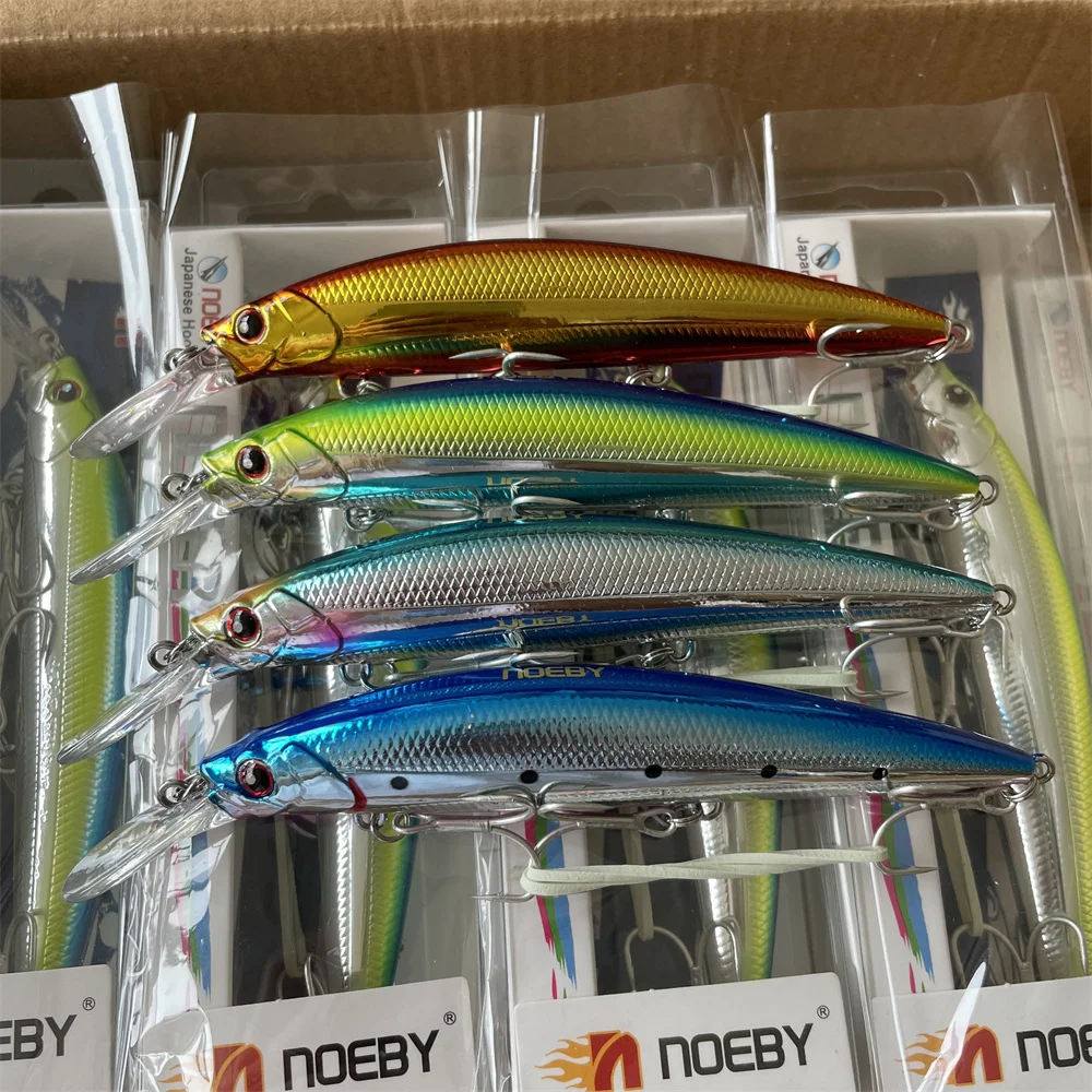 Noeby 3 stücke 11 cm 36g NEUE Farbe Sinking 0,2-3 m Minnow Angeln Köder Lange Casting große Forelle Seebarsch Salzwasser Harten Köder Wobbler – Detail 10