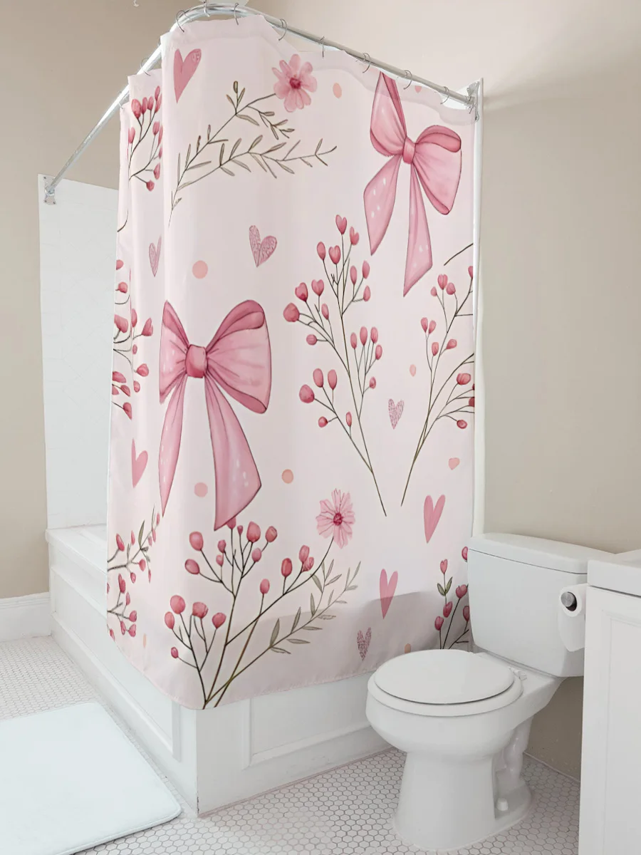 

Elegant Pink Cherry Blossoms Waterproof Shower Curtain for Serene Bathroom Decor ‌Vintage Chinese‌ Classic Design‌