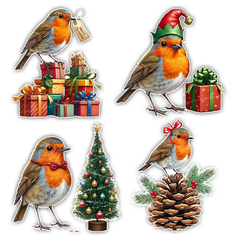 عيد الميلاد روبن الطيور الجدار ملصق غرفة ديكور الحمام المرحاض غرفة المعيشة ديكور خزانة الثلاجة ديكور المنزل الشارات S434