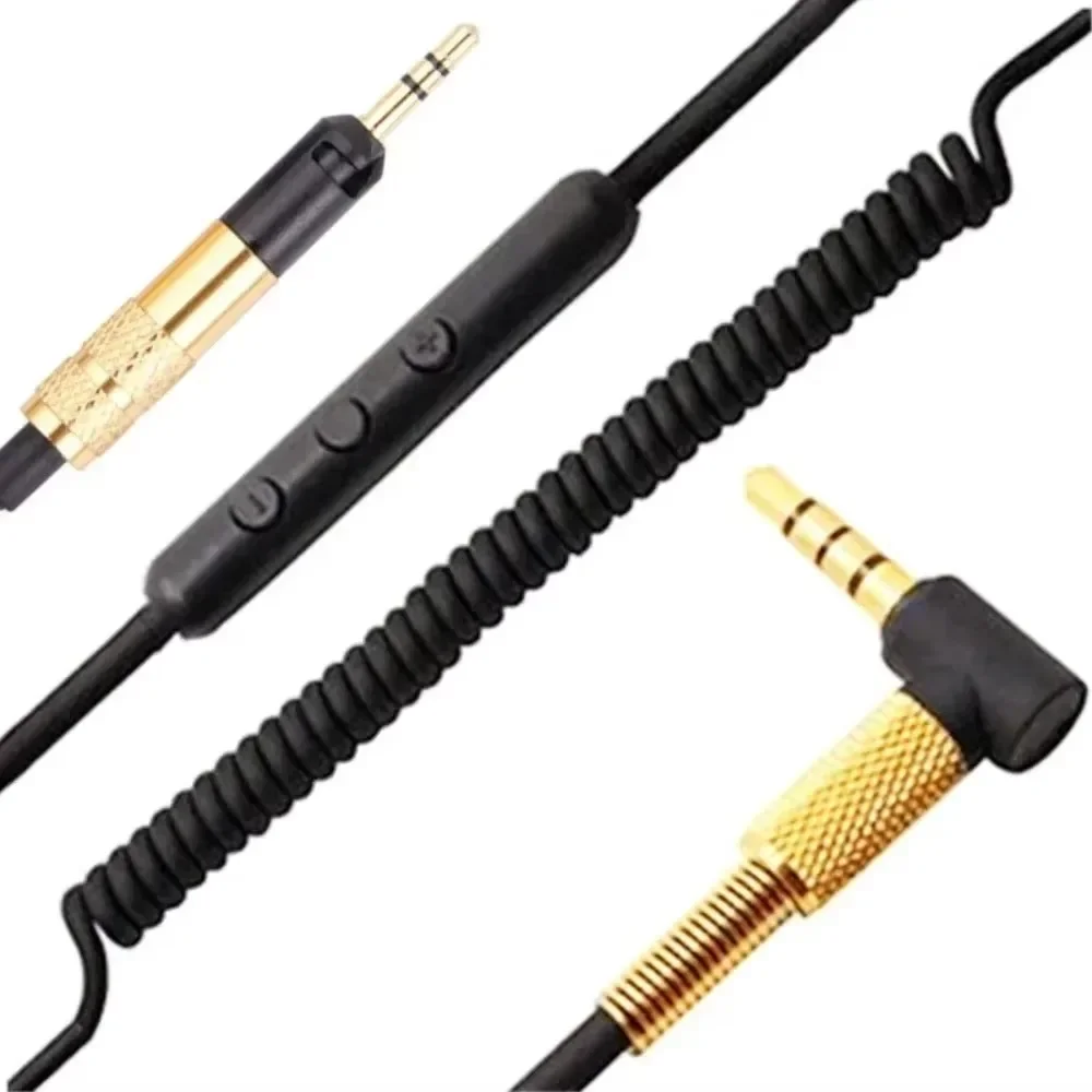 Cabo de extensão de mola de áudio estéreo de substituição OFC para fones de ouvido Audio-Technica ATH-PRO5X