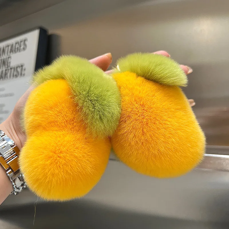 حقيقي قضاعة أرنب الفراء ليتل مانجو سيارة المفاتيح قلادة Ins لطيف أفخم دمية دمية حقيبة حقيبة حلية لطيف المفاتيح #3