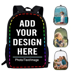 Custom Personalized Children School Backpack  School Bags for Boys Girls Large Capacity Kids Bags with Your Image Photos Logo