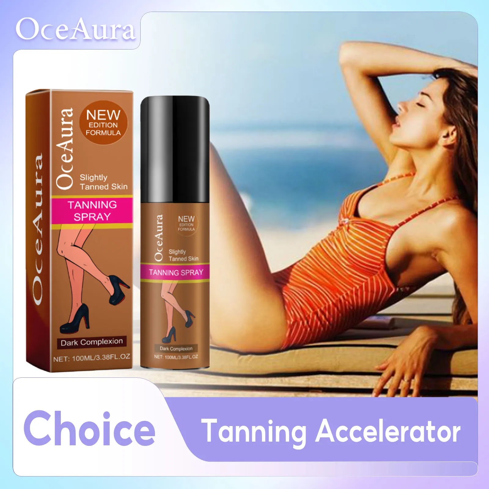Spray bronceador sin sol, profundiza el tono de la piel, Control de aceite hidratante, calma, seca, Reducir las quemaduras solares, brillo instantáneo, crema bronceadora marrón