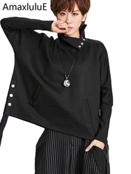 Amax luluE New Clothes Autumn 2025 Fashion Korean Brand Girls Punk Crop Tops Tees Womens Turtleneck T Shirts Vintage Black Tees