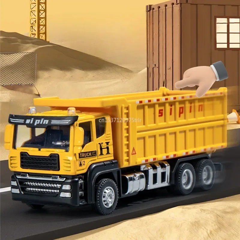 Diecast Engineering Vehicle Fire Engine Excavator Mixer Dump Car Model Simulation Alloy Head Dumper Tanker Toys for Kids Boy