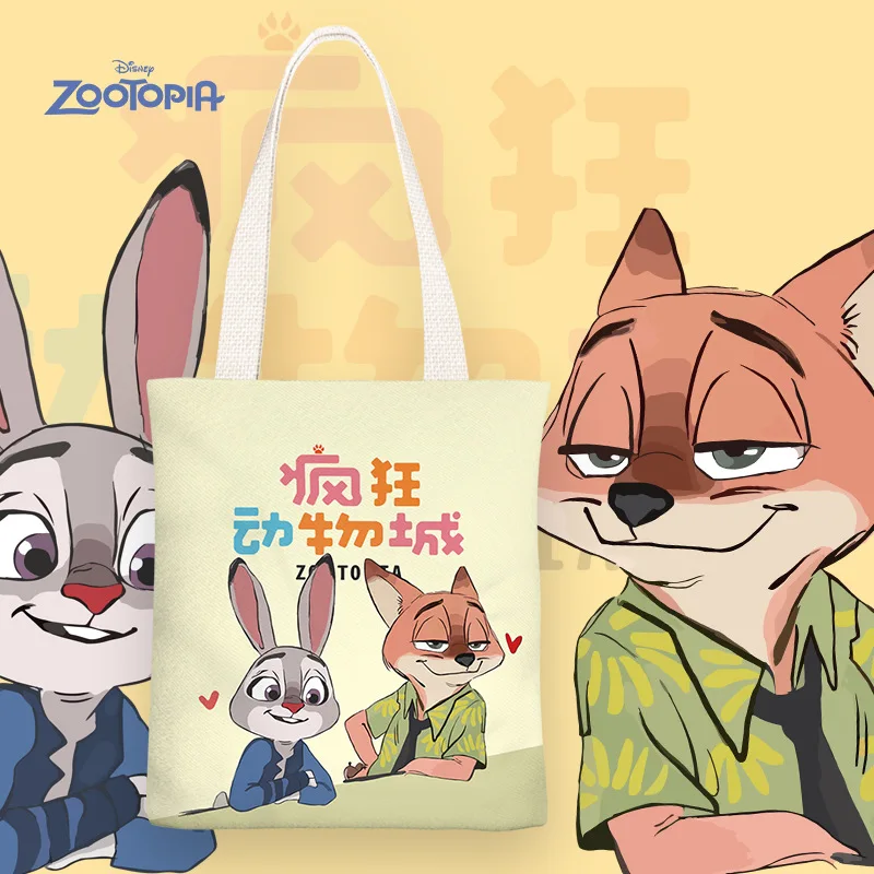 Zootopia2 수납 가방 귀여운 어린이용 캔버스 가방 만화 애니메이션 주변 장난감 핸드백 패셔너블 시티 백 내구성 있는 토트백