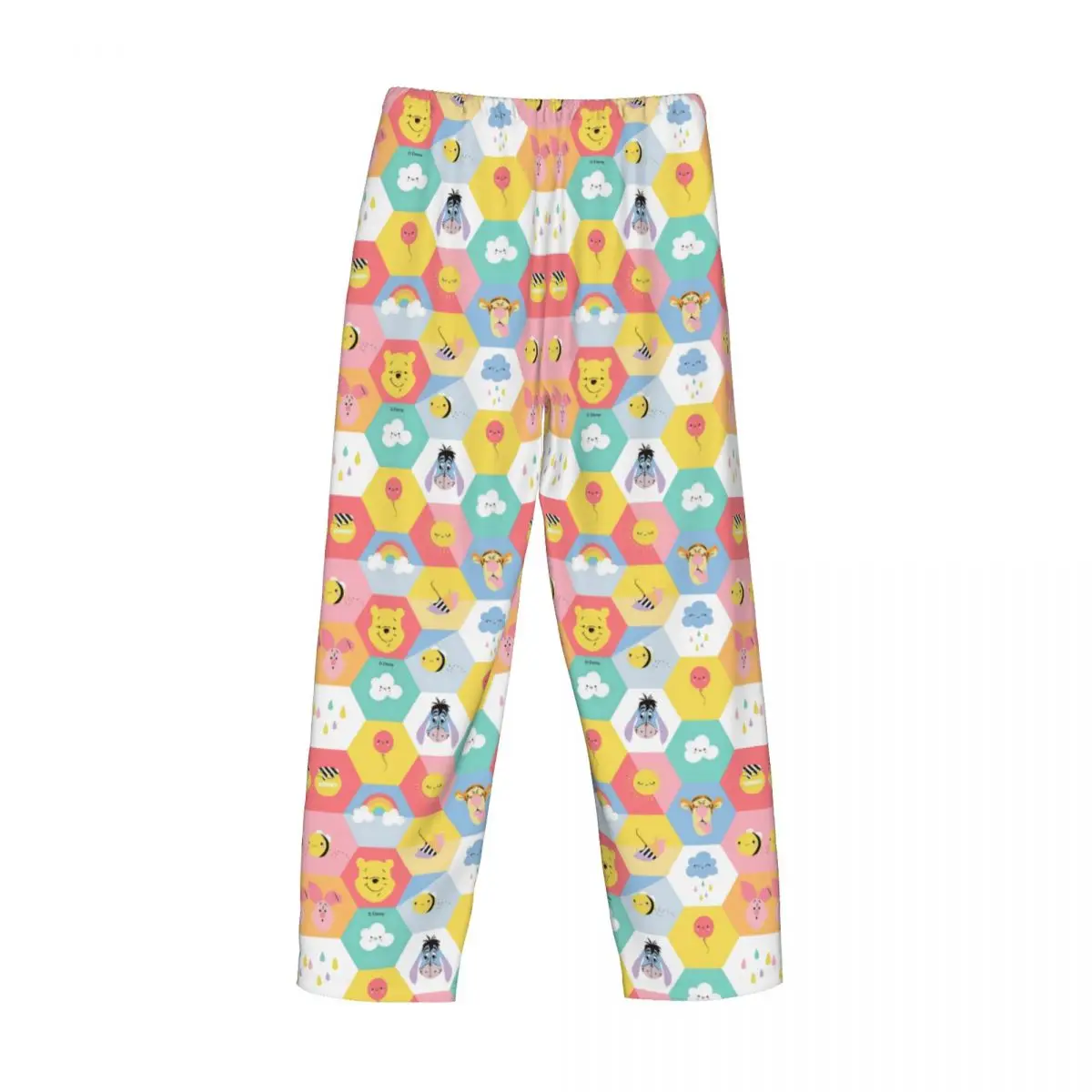 Pantalones de pijama con patrón de Winnie The Pooh personalizados para hombre, ropa de dormir Kawaii de dibujos animados, pantalones para dormir elásticos con bolsillos