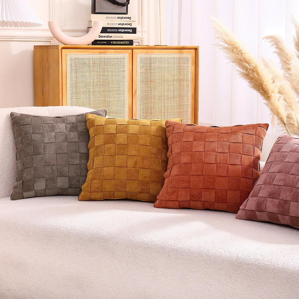 New Style Pillowcase French Retro Corduroy Woven Pillow Living Room Sofa Pillowcase Throw Pillow
