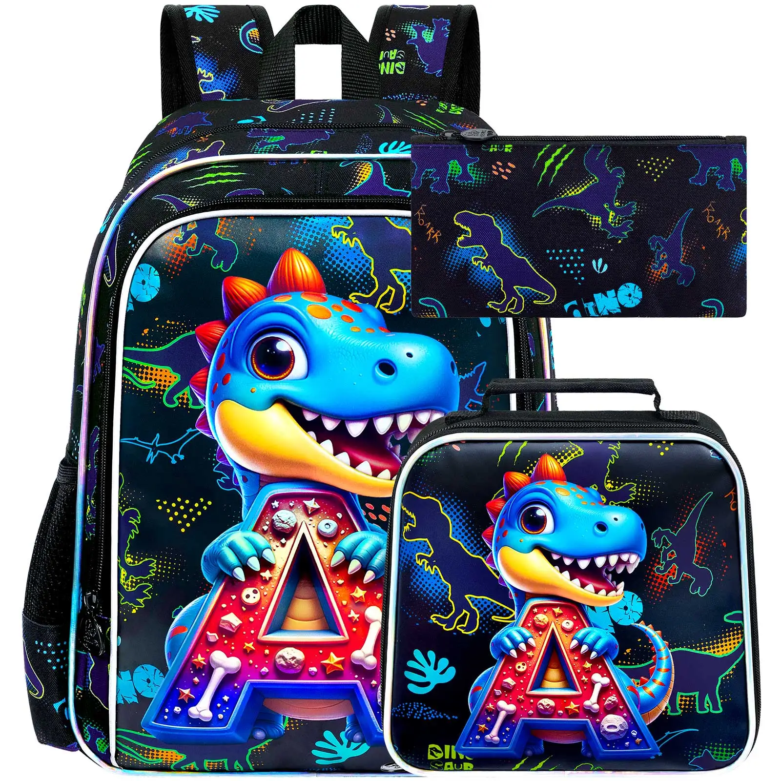 

3PCS Backpack for Boys, 16" Kids Bookbag and Lunch Box, Preschool Backpacks for Elementary