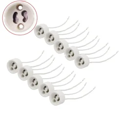 Portalámparas de cerámica GU10, Conector de Base, adaptador de silicona de plomo para bombilla halógena, cable de lámpara CFL de 15CM, 10 unidades por lote