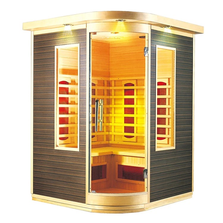 

#Corner Cabin 2-3 Person Infrared Sauna Hemlock Indoor Wet Dry Sauna and Steam Room Sauna Rooms Infrared