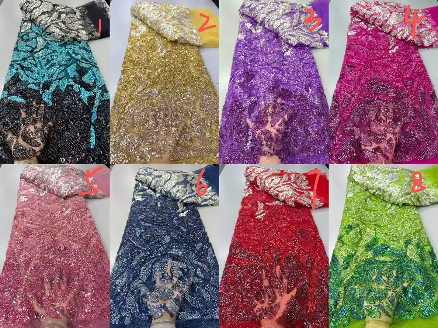 Elegant African Nigerian Diamond Beaded Lace 2026 High-End Luxury French Sequins Mesh Lace Fabric Women Evening Dresses Party 3