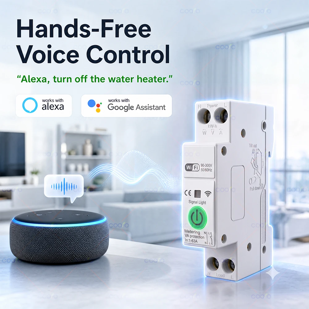 Tuya WiFi/Zigbee Intelligenter Schutzschalter MCB 1P+N 63A Timer Stromzähler Energie kWh Spannungs- und Strommessgerät für Alexa Google Home – Detail 9