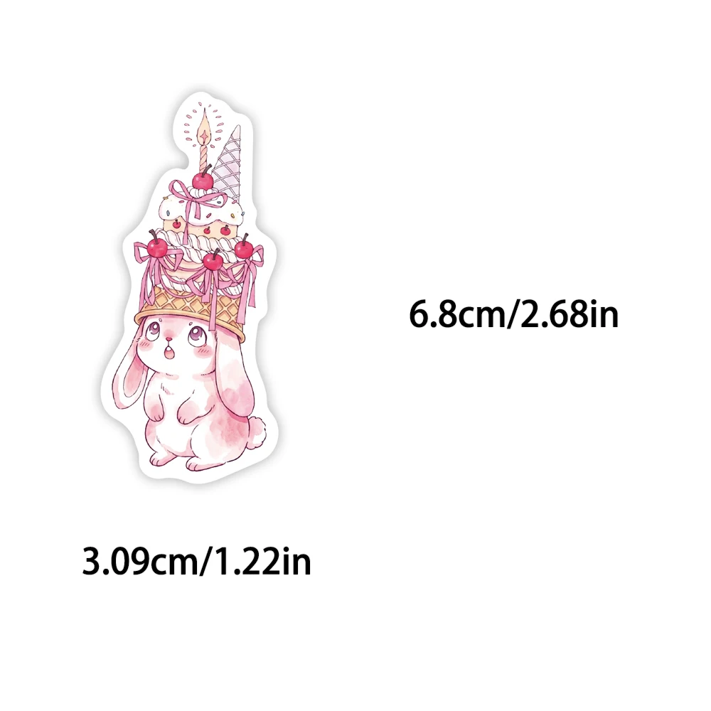 50Pcs Pastel Pink Fairy Tale Stickers Cute Sweet Dreamy Rabbit Cat Ballet Vinyl Waterproof Decal Aesthetic Sticker Pack for Teen