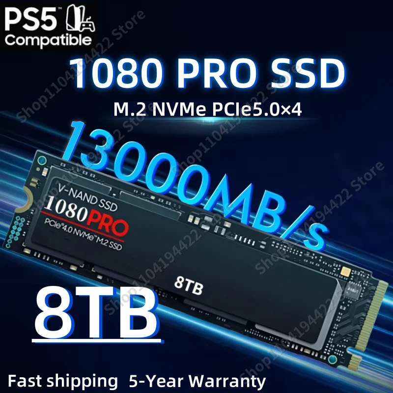 

Newest 1080Pro Capacity 1TB 2TB 4TB 8TB M.2 2280 Interface NVME Agreement PCIe 5.0 Compatible PS5, PS4, PC, Desktop, All-in-One