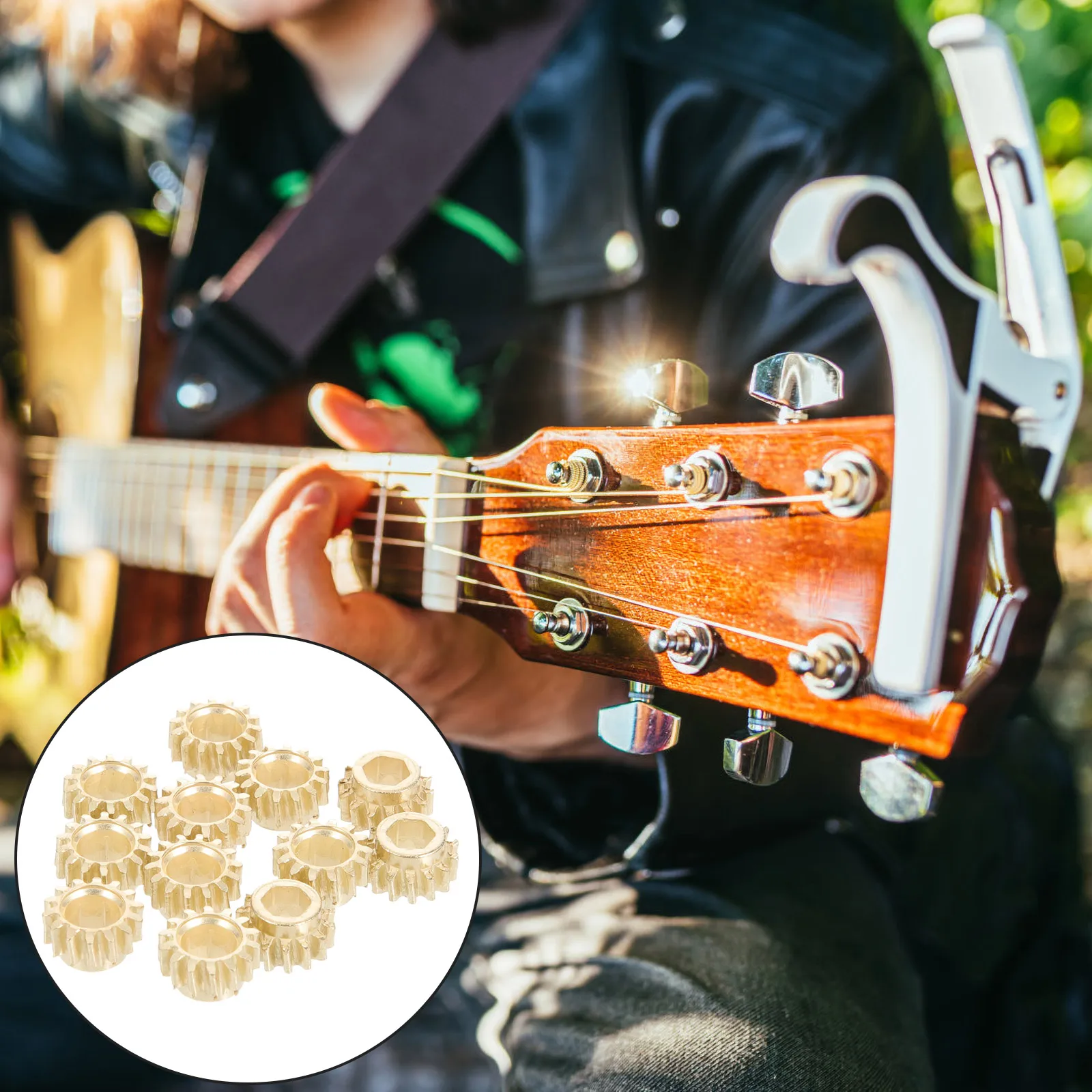 

12 Pcs String Pegs Hexagonal Hole Tuning Gears Durable Metal Acoustic Tuning Peg Button Gears Electric Bass Guitar Accessories