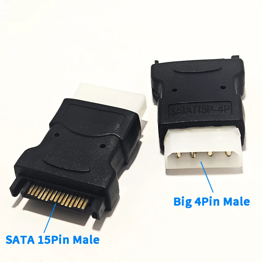 

SATA to Big 4PIN Converter SATA 15PIN Male To Big 4Pin Male Power Supply Cable Adapter Hard Disk IDE Power Plug