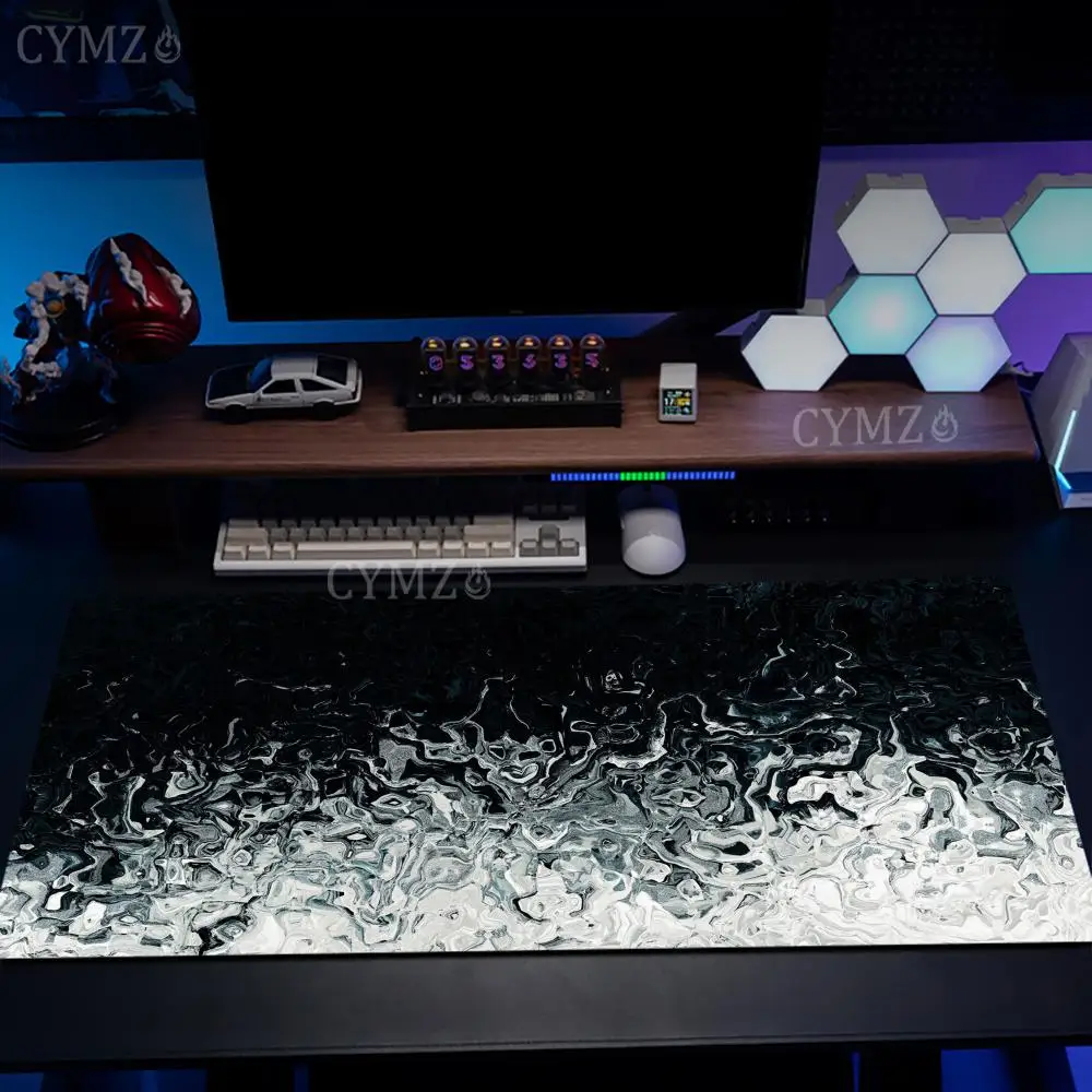 

Black and white marble texture Mouse Pad Desk Mat with Stitched Edge Rubber anti-slip Durable pc accessories Gaming mat maus pad