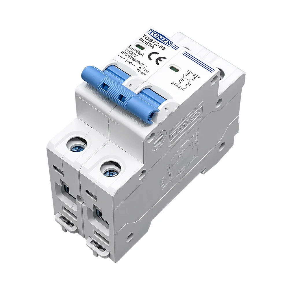 TOMZN 2P DC 1000V Mini Wyłącznik Obwodu Solarnego 3A 6A 10A 16A 20A 25A 32A 40A 50A 63A DC MCB do Systemów Fotowoltaicznych — zdjęcie 4