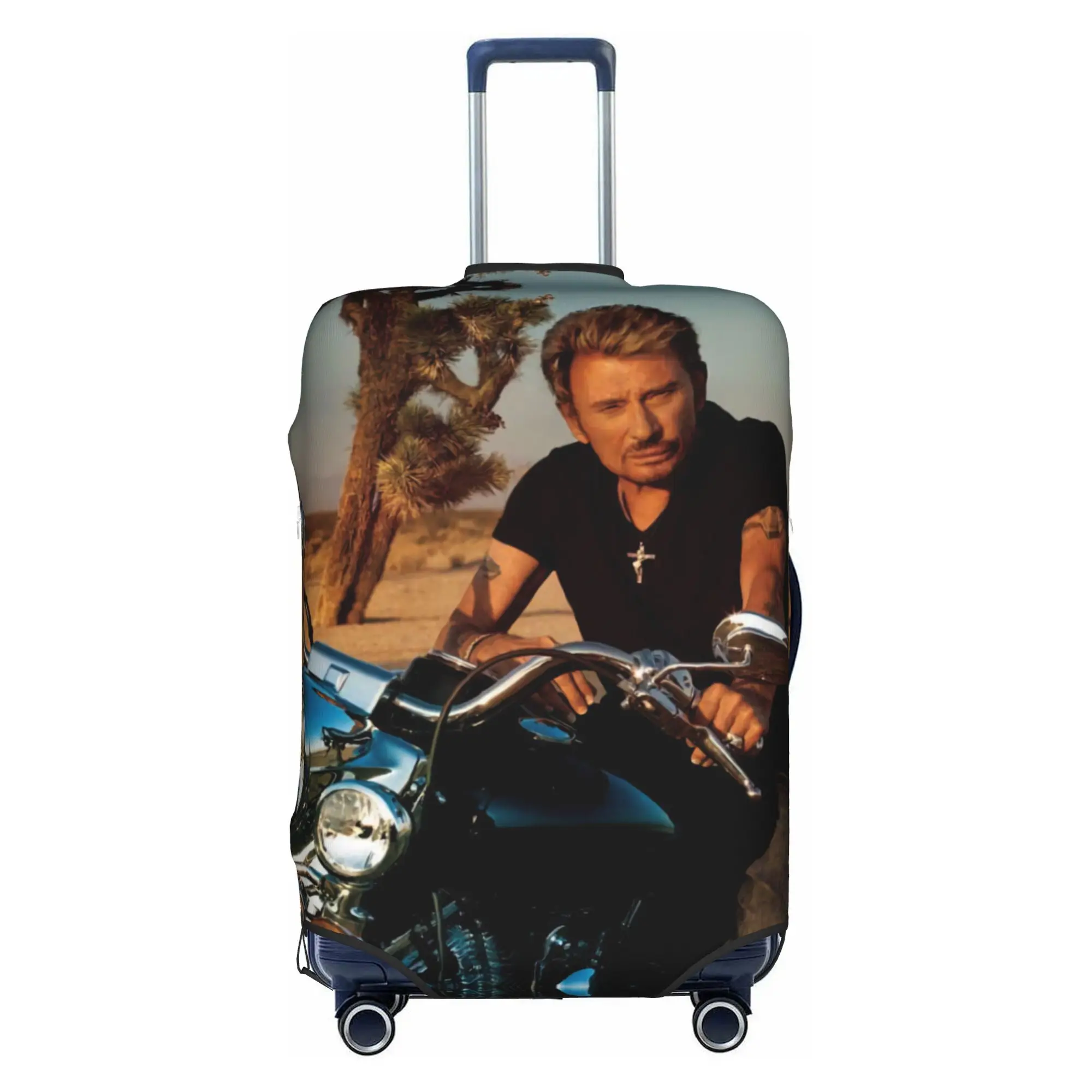 Motorcycle J-Johnny H-Hallyday  Luggage Cover Elastic French Rock Singer Travel Suitcase Protective Covers Fits 18-32 Inch