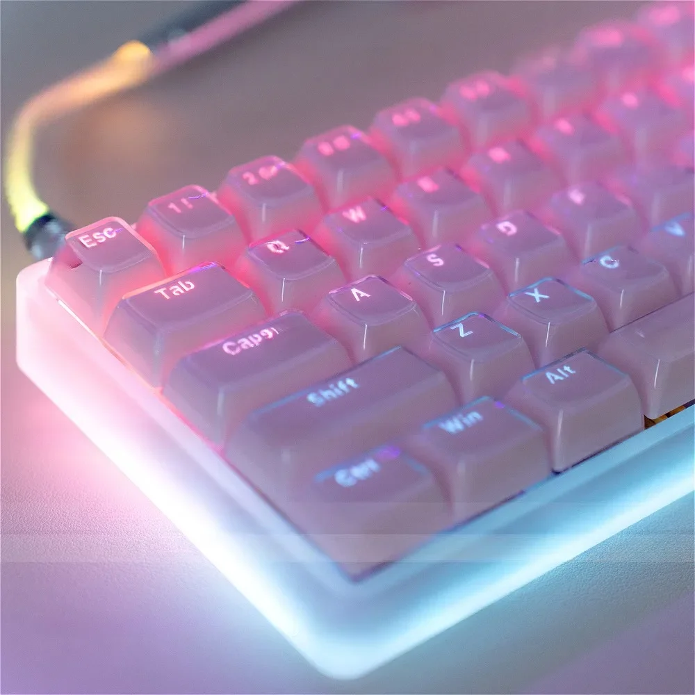 Crystal light-transmitting 135-key PC MDA keyboard keycaps for custom mechanical keyboard accessories