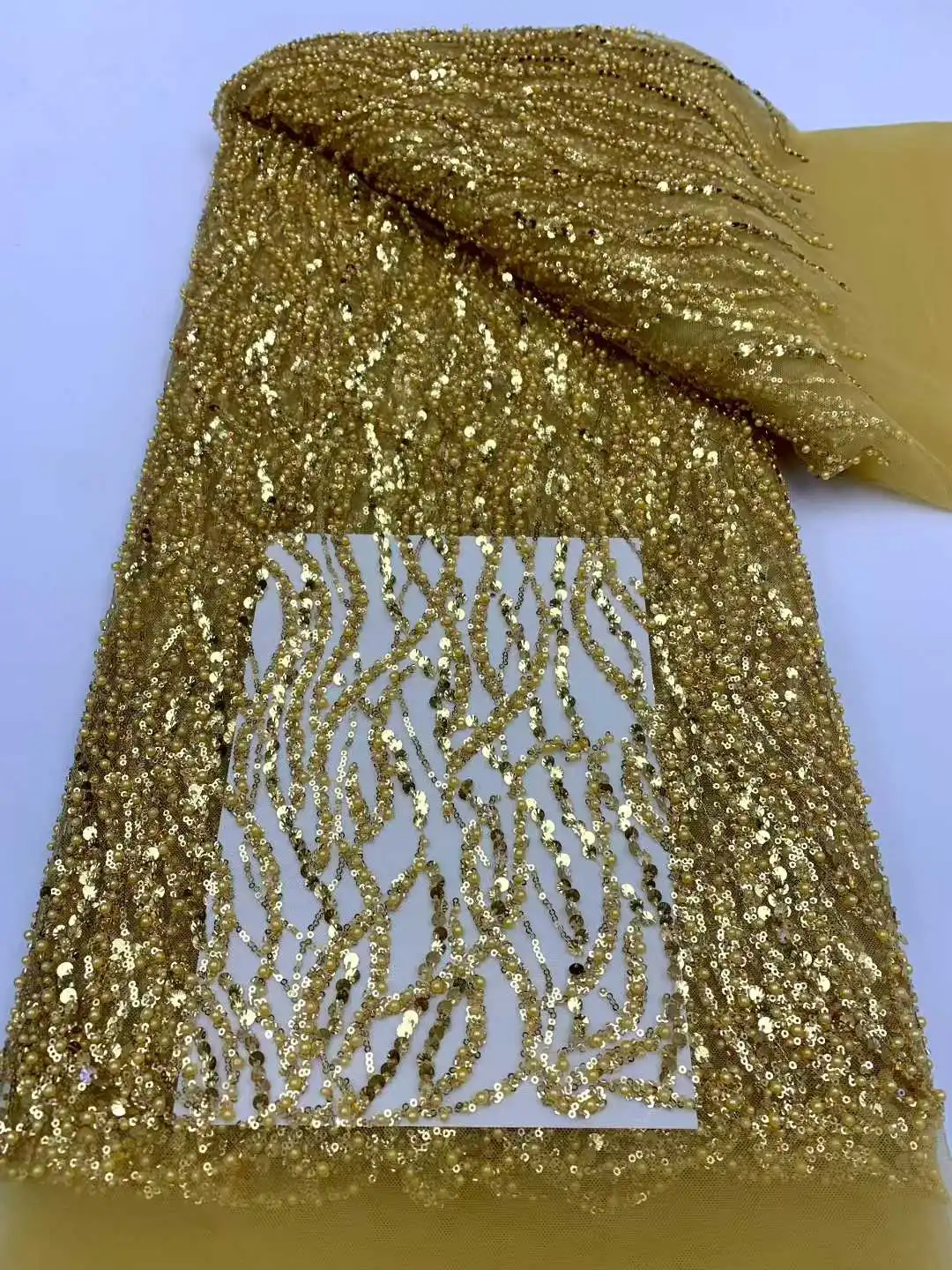 

Роскошная африканская кружевная ткань с бисером и сеткой, французский тюль с пайетками 2026 года для свадебных и вечерних платьев в Нигерии, 5 ярдов