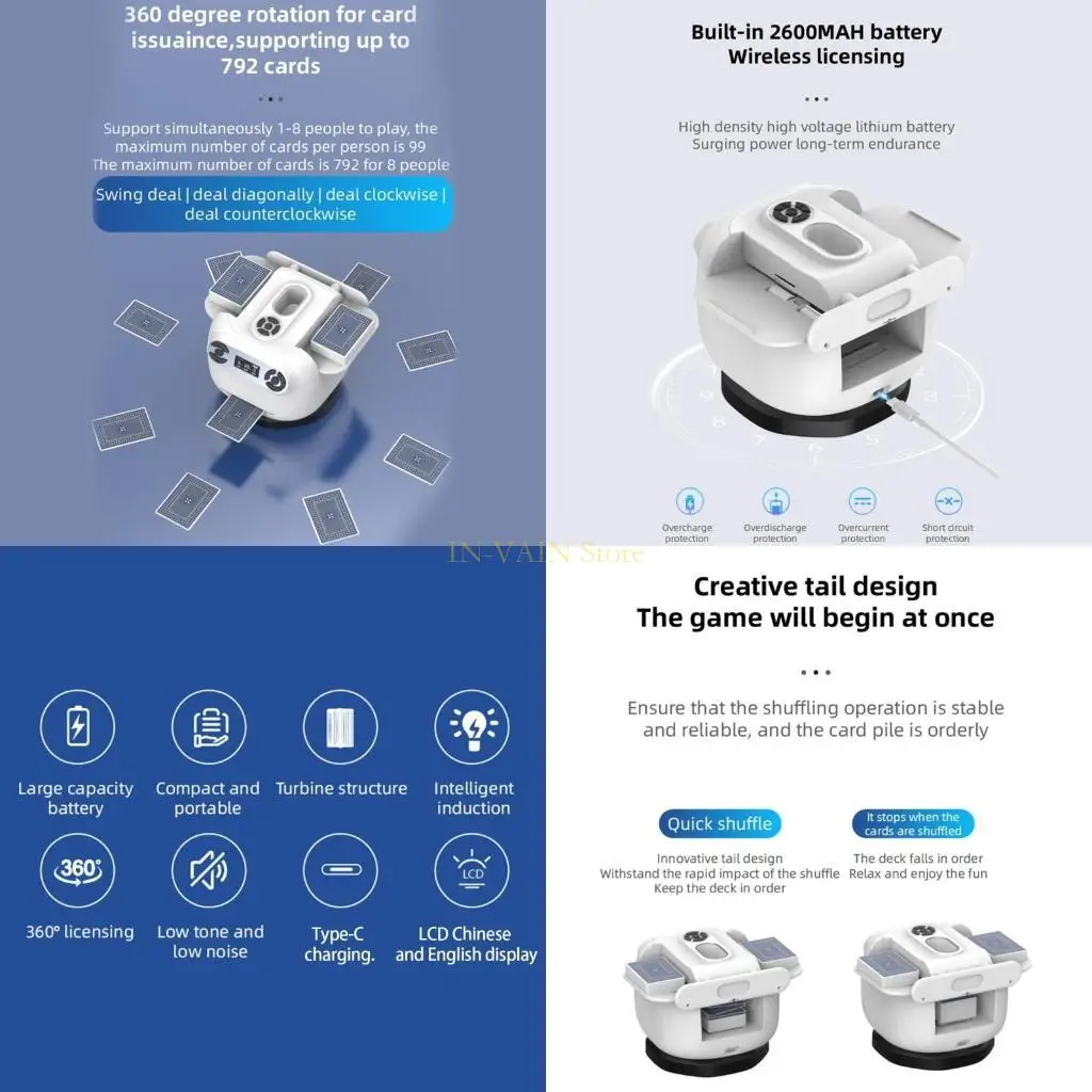 

M5TC Перезаряжаемая карта Дилер играет карты, перетасовывая сделка для инструментов, покерное устройство