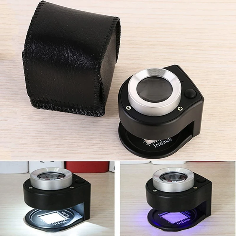 30X Loupe Magnifier With 6 LED Lights, Rechargeable Portable Desktop Metal Jewelers Loupe, Magnifying Glass With Light