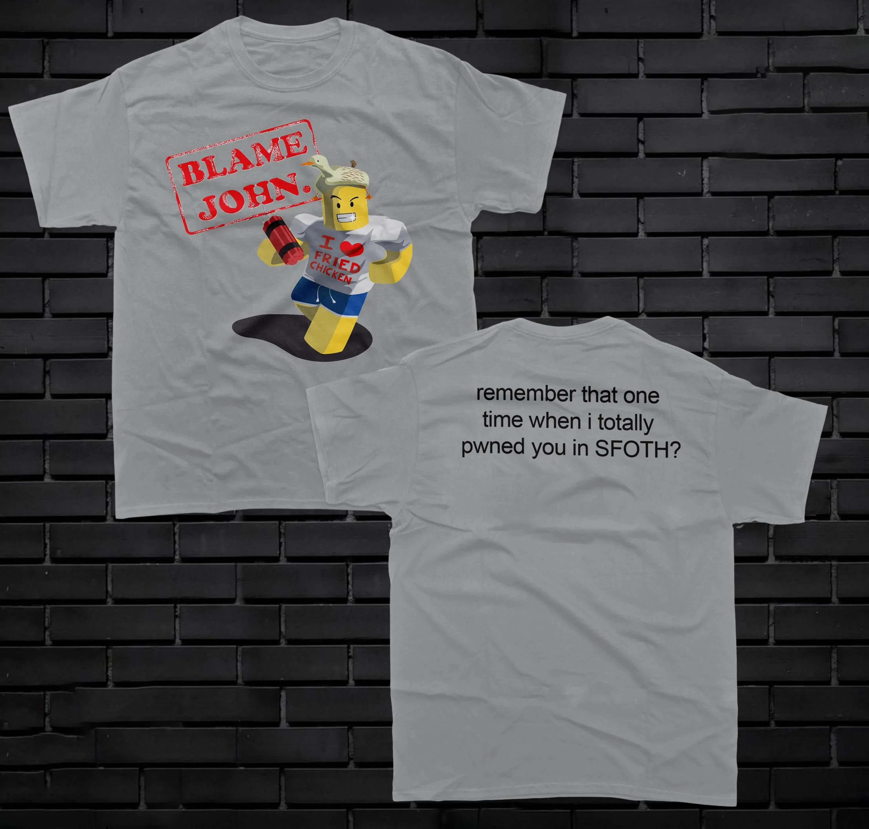 Blame John قميص كارتون مانغا تي شيرت للنساء والرجال كبير الحجم بأكمام قصيرة جون Gaming Blame ملابس عالية الجودة من الأمام والخلف