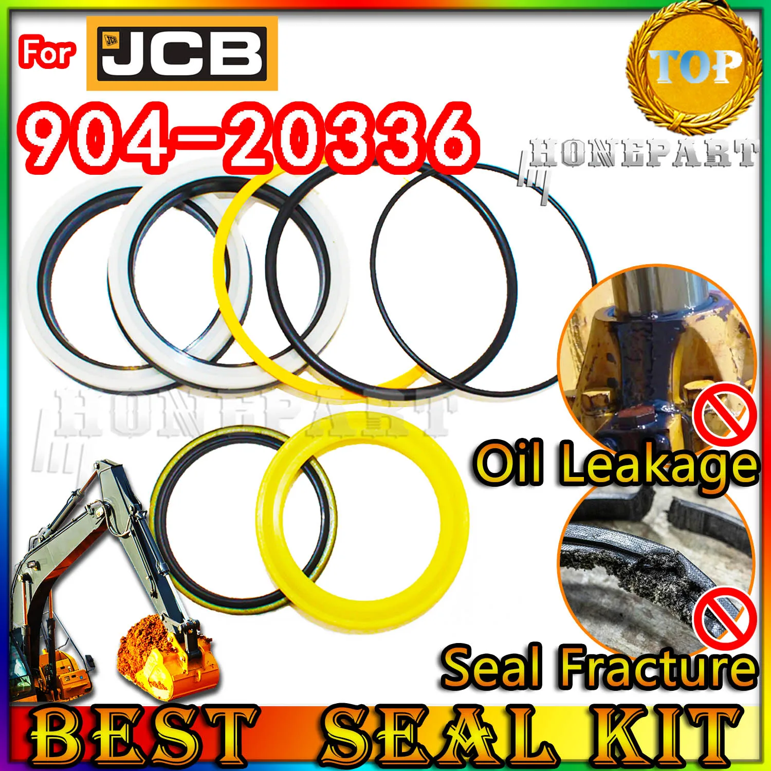 

For JCB 904-20336 Oil Seal Repair Kit Boom Arm Bucket Excavator Hydraulic Cylinder 904 20336 Heavy Master Excavating Machinery