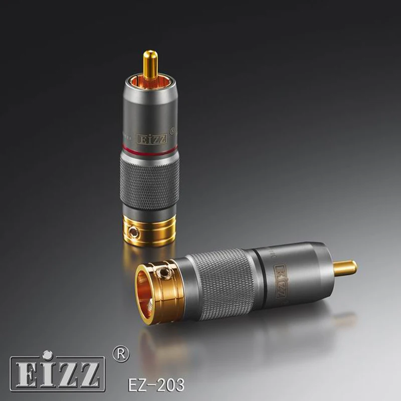 2PCS EIZZ Gold Plated Rhodium Plated Male RCA Plug Connector HIF Amplifier Audio Video CD Player Signal line plug