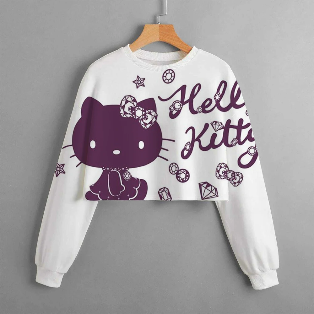 Kids Girls Hello Kitty Kuromi Hoodies Long Sleeve Sweatshirts Children Spring Autumn 3-14 Years Old Cartoon Casual Hooded Tops