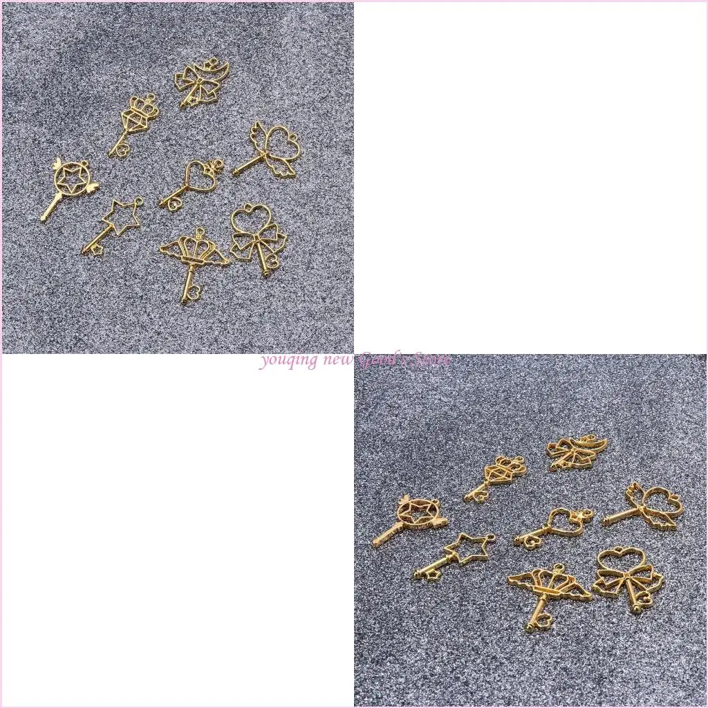 

57QA 8x Hollow Mold Pendants Wand Heart for Key Pressed Flower Frame DIY Craft for Resin Earring Necklace Making Tool
