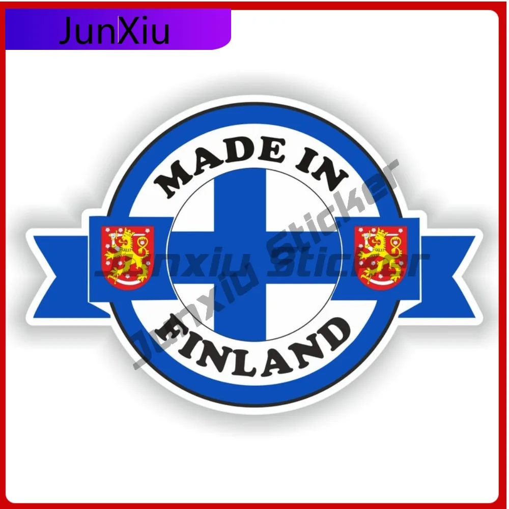 

Made In Finland National Flag With Emblem Sticker Graphic Car Front Bumper Decals Suv Window Cover X500 Motorcycle Stickers Acce