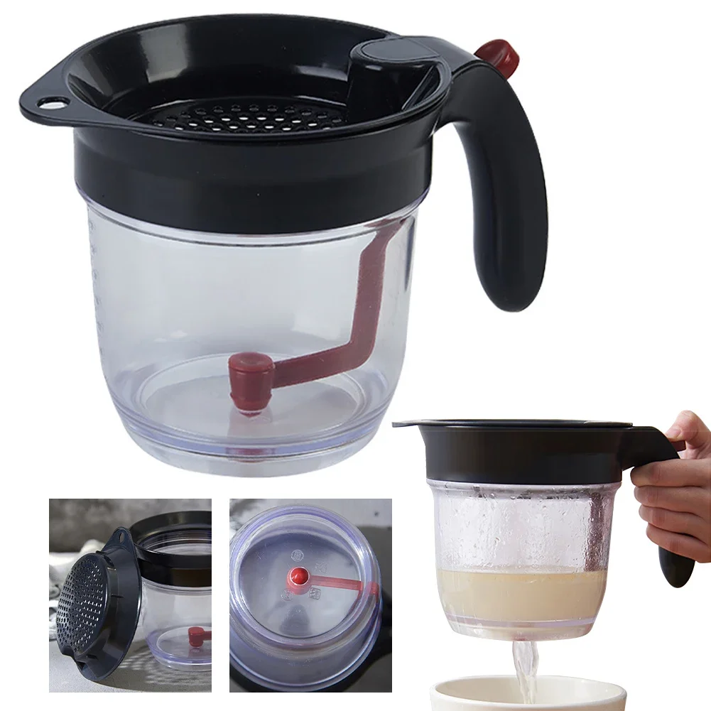 Fat Separator with Easy Bottom Release, Fat Gravy Separator with Strainer, Make Fat-Free Broth for Gravy, Soups and Sauces