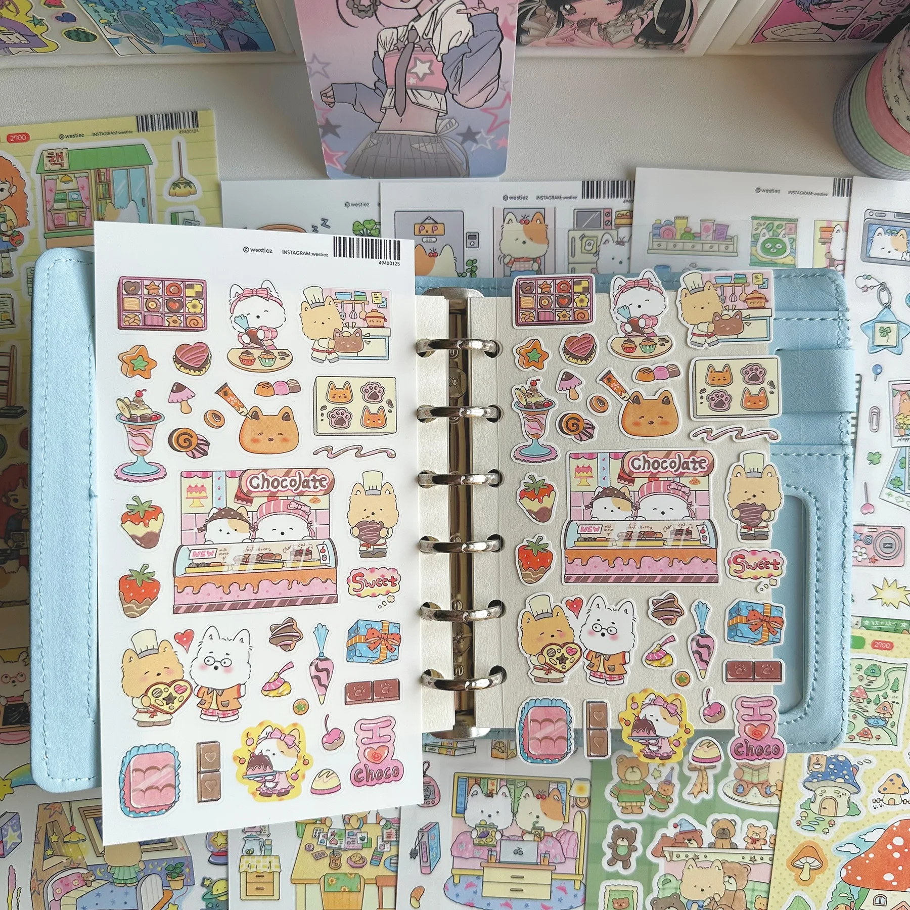 1/10PCS Korean Cute Cartoon Dog Sticker Kawaii West Highland Puppy Sticker Hand Account Planner Diary Notebook Scrapbook Sticker