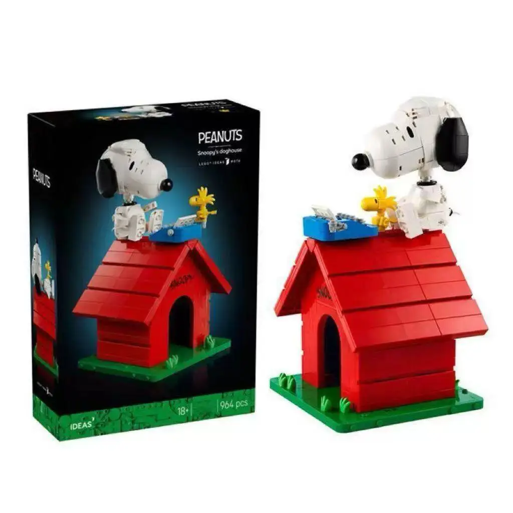 Cartoon Peanuts Snoopy Doghouse Building Blocks Kit Assembly Model Home Display Ornament Educational Puzzle Toy Birthday Gift