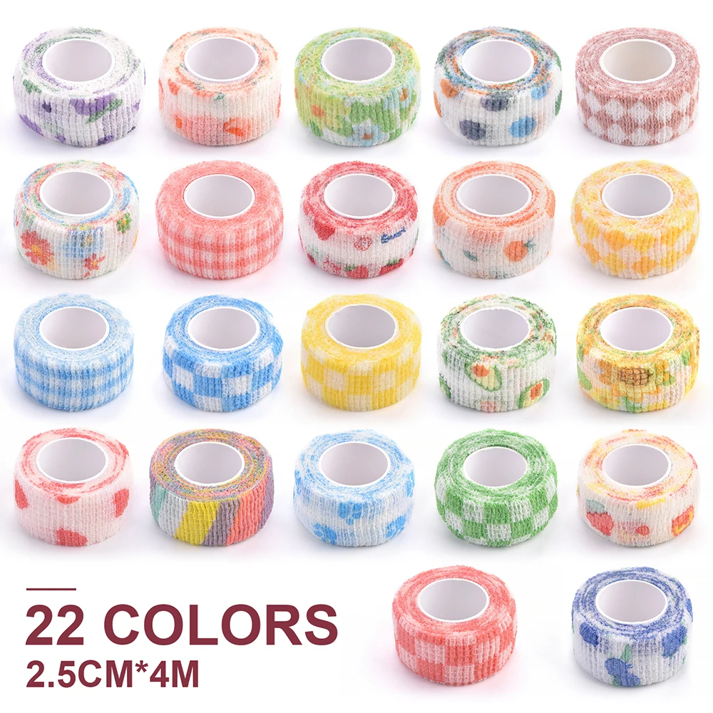 1 Roll Nail Art Protection Bandage Finger Guard Bandage Protector Wrap Tape Pink Cute Designs Self Adhesive Elastic Nail Tool