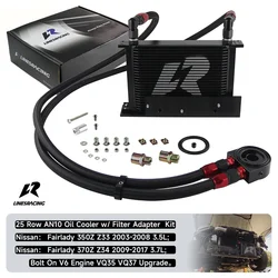 Bolt On Oil Cooler Kit 25 Row AN10 Fits for Nissan Fairlady 350Z Z33 03-08 3.5L/370Z Z34 09-17 3.7L VQ35 VQ37 Upgrade Black