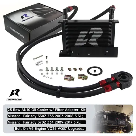 Kit de Refroidissement d'Huile Boulonné, 25 Nuclean10, pour Nissan Fairlady 350Z Z33 03-08 3.5L/ino 0Z Z34 09-17 3.7L VQ35 VQ37, Mise à Niveau Noir