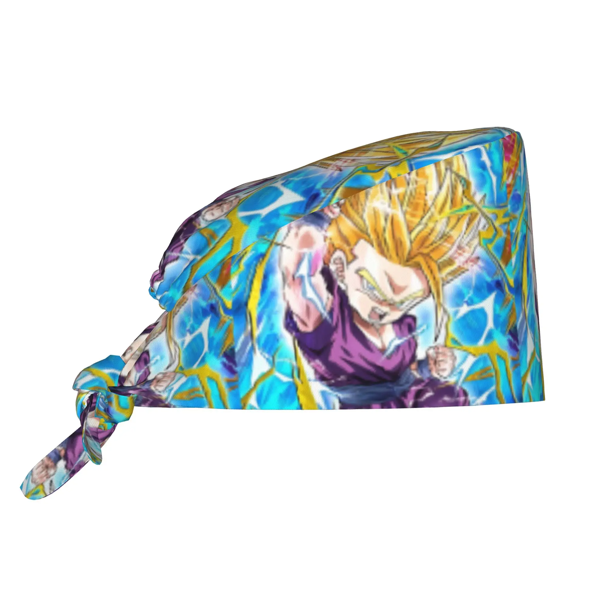 Gorro Quirúrgico Personalizado de Goku de Dragon Ball Z, Gorro de Enfermería Unisex con Diseño de Cómic Japonés