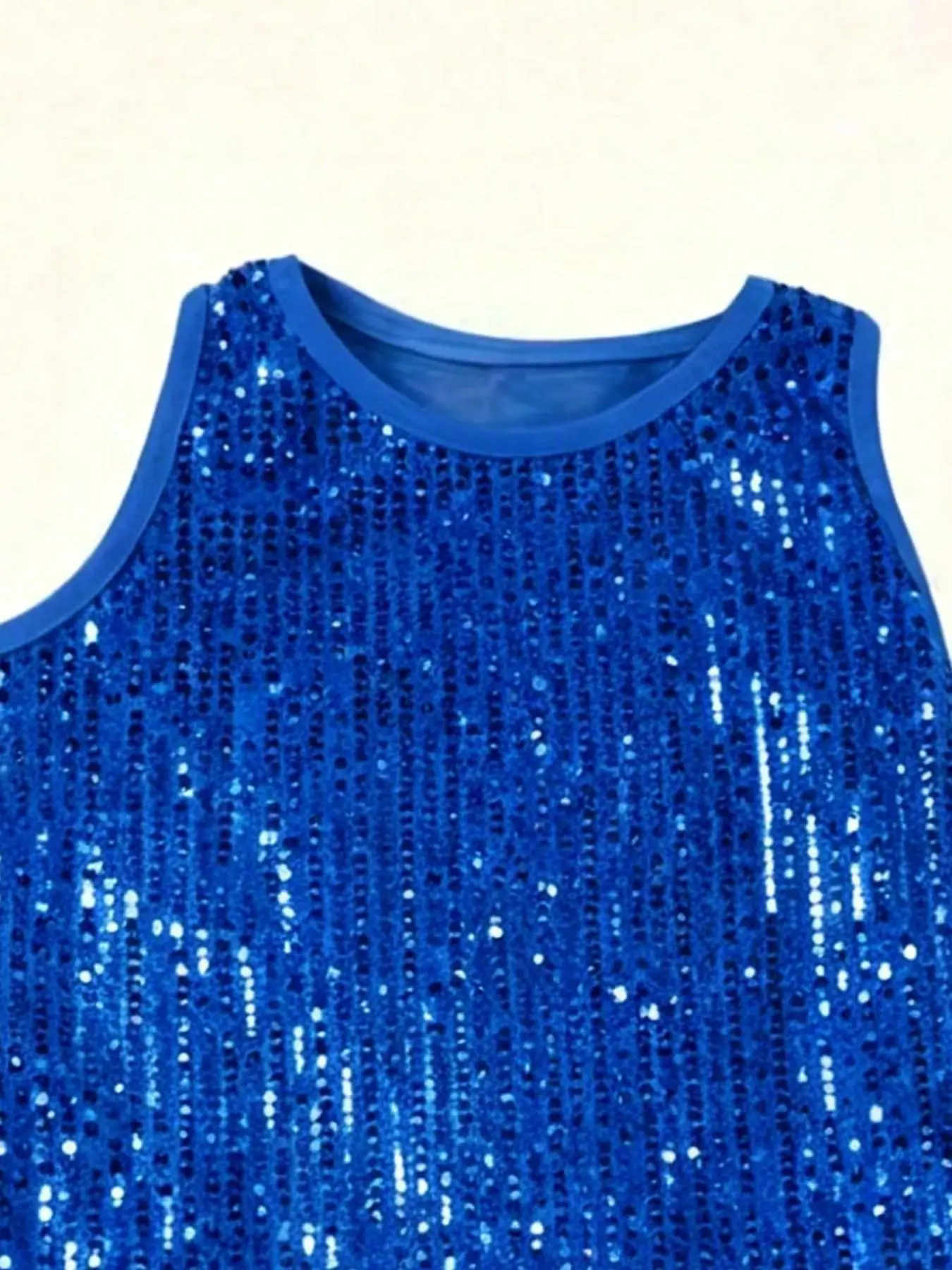 Mädchen-Prinzessinnenkleid mit Pailletten, ärmellos, modisches Bühnenkleid, ohne Stirnband – Detail 16