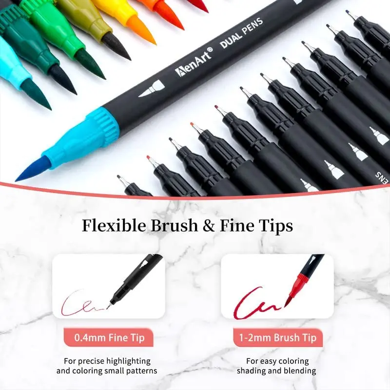 120 Colors Felt Tip Drawing Watercolor Art Markers Pen Dual Brush Fineliner Colouring Pen Set for Art Calligraphy Painting
