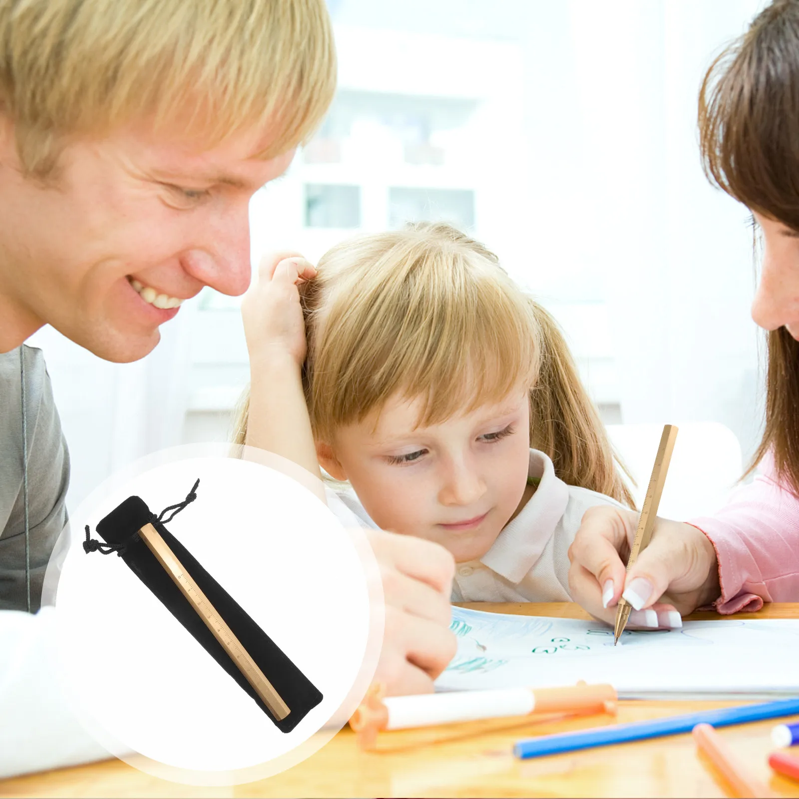 

Hexagonal Brass Signature Pen Vintage Elegant Writing Instrument with Precision Scale Smooth Gel Ink for Office Desk Decor Gift