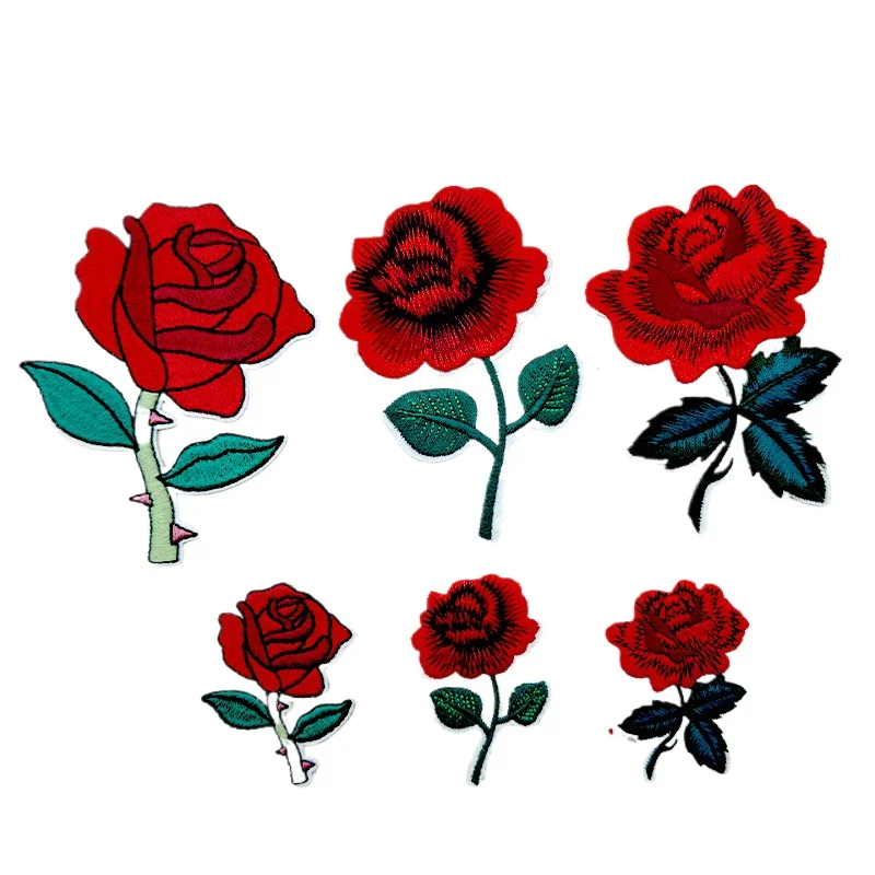 Accessoires de couture de vêtements de fleurs florales, patchs thermocollants, chaussures punk porte-bonheur, décor d'appliques de chapeaux, réparation de trous de jeans, mode