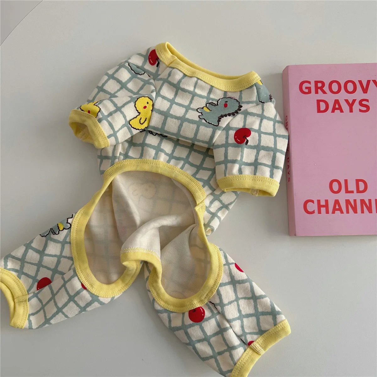 Pet Autumn and Winter Checkered Jumpsuit Four Legged Base Shirt Two Legged Home Clothes Dog Small Dog Clothes Puppy Clothes