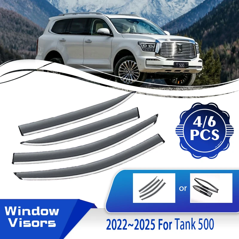 

For GWM Tank 500 600 2022 2023 2024 2025 Car Window Visors Waterproof Wind Rain Visors Deflector Shades Awnings Auto Accessories