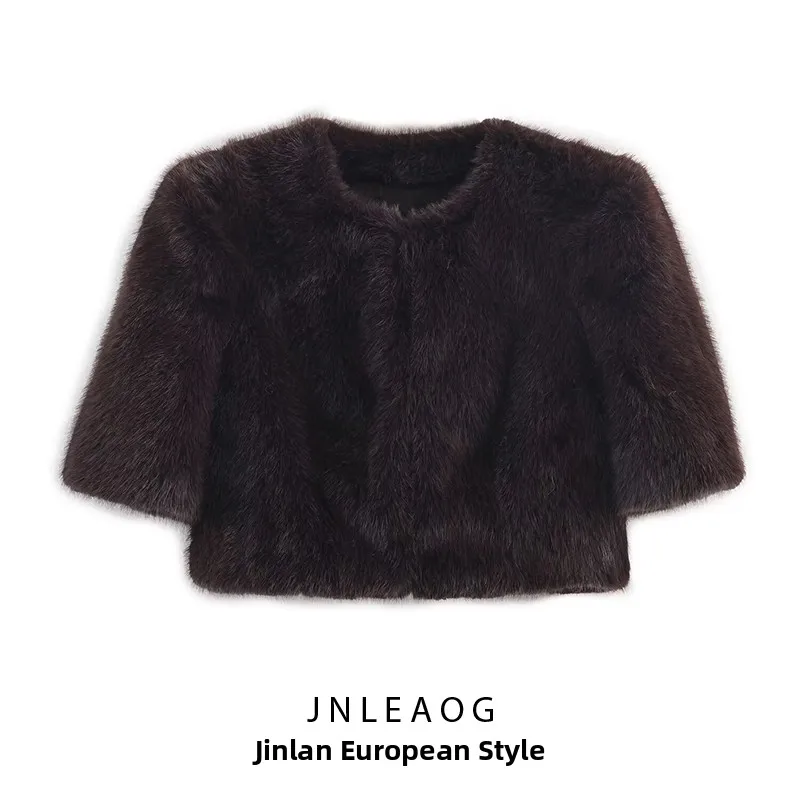 

Faionable ort Топ с эффектом искусственного меха для женщин, осенний новый универсальный уличный топ, круглый, свободный крой из полиэстера