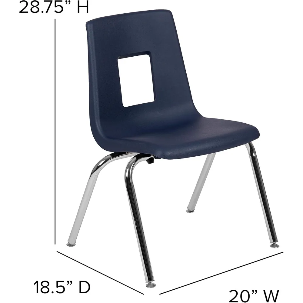 Chaise d'école empilable pour étudiants, chaises d'école, bleu marine, 16 po, paquet de 4