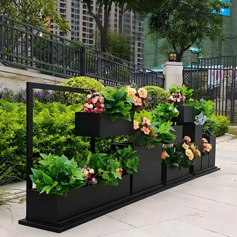 Customizable Large-capacity Galvanized Steel Elevated Flower Boxes Are Suitable for Public Spaces Parks and Commercial Uses.